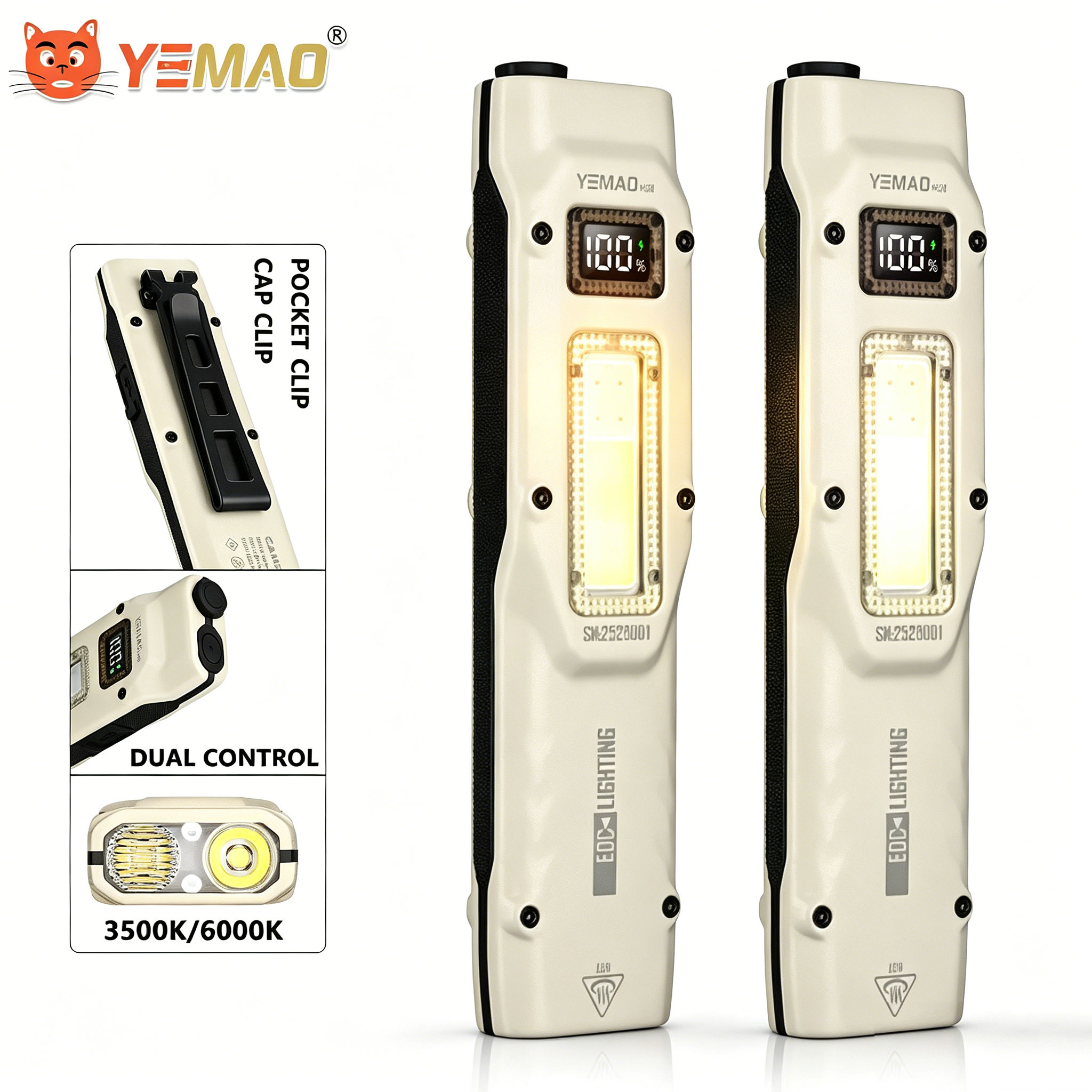 Tactical Flashlight Rechargeable - แบบพกพา 880LM YEMAO M28 Ultra-thin ยุทธวิธีทํางานไฟฉาย