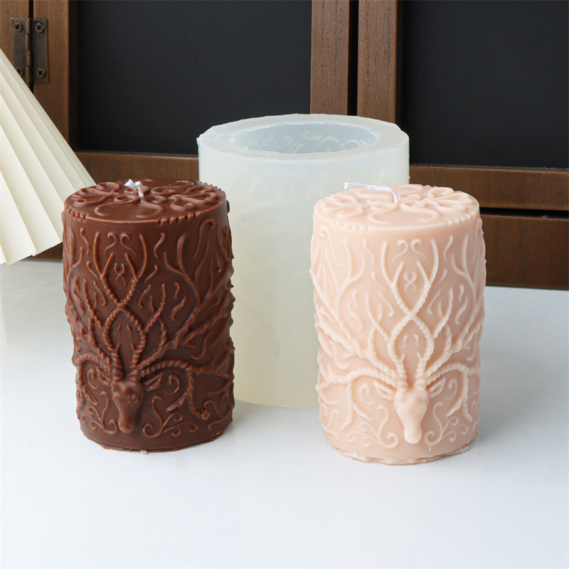 Elk Bugle Call - 3D เสากวางคริสต์มาสฮอร์นเทียนแม่พิมพ์ซิลิโคน DIY สร้างสรรค์สัตว์ Elk Antler