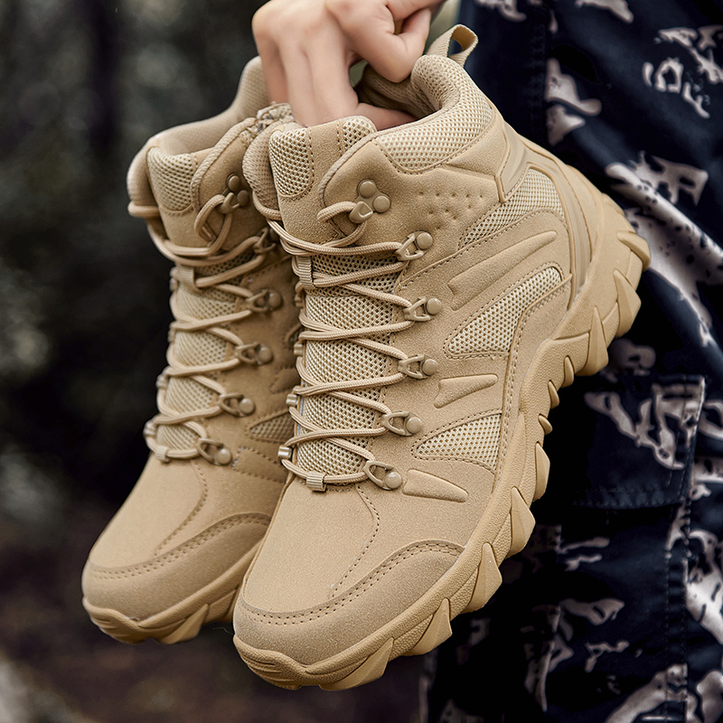 Outdoor Hunting Boots For Men - รองเท้าบูทฝึกซ้อมรบในทะเลทรายสำหรับผู้ชาย รองเท้าเดินป่า แคมป์ปิ้ง กันสึกหรอ ตอบสนองรวดเร็ว เหมาะสำหรับตกปลา