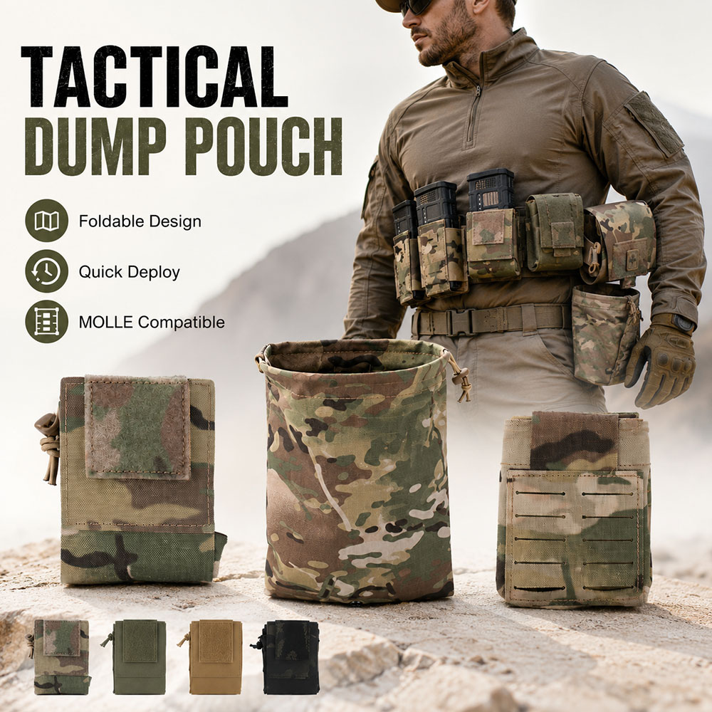 Outdoor Hunting Gear Storage - กระเป๋าเก็บของแบบพับได้ Tactical MOLLE Dump Pouch สำหรับใส่แม็กกาซีน