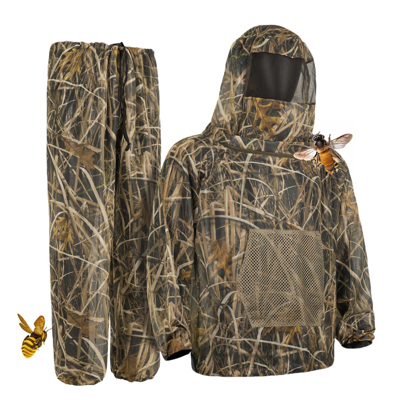 Outdoor Hunting Outfit - ชุดล่าสัตว์แบบตาข่ายป้องกันแมลงพร้อมฮู้ด ชุดตกปลา สำหรับล่าสัตว์ ตกปลา ตั้งแคมป์ เดินป่า