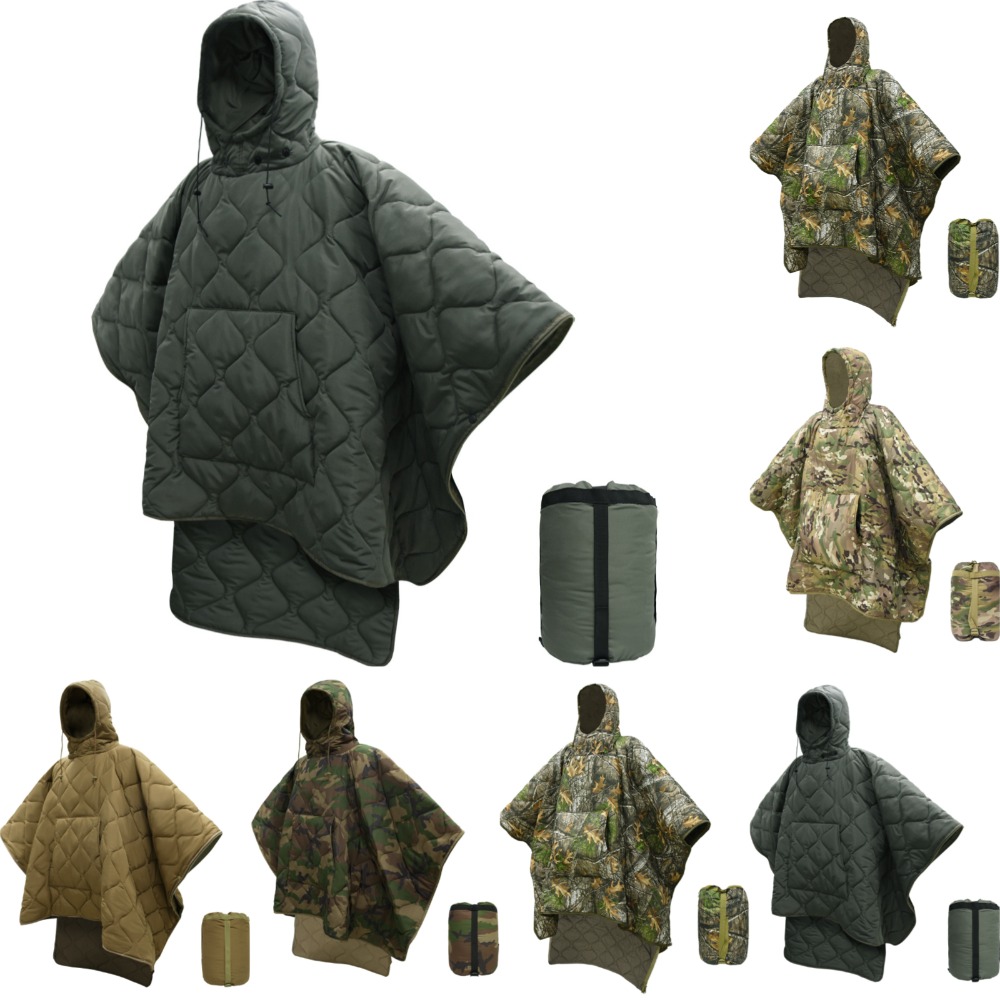 Outdoor Hunting Blanket - ผ้าห่มลายพรางกันน้ำพร้อมฉนวนกันความร้อน สำหรับฤดูหนาว ใช้เป็นผ้าคลุมไหล่หรือซับในถุงนอนฉุกเฉินสำหรับการตั้งแคมป์ เดินป่า ล่าสัตว์ และการเอาตัวรอดกลางแจ้ง