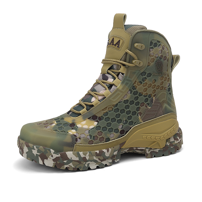 Outdoor Hunting Boots For Men - รองเท้าเดินป่าผู้ชาย รองเท้าบูทกันน้ำ รองเท้าหนังสำหรับฝึกซ้อมรบในทะเลทราย รองเท้าเดินป่ากันลื่นสำหรับผู้ชาย รองเท้าล่าสัตว์