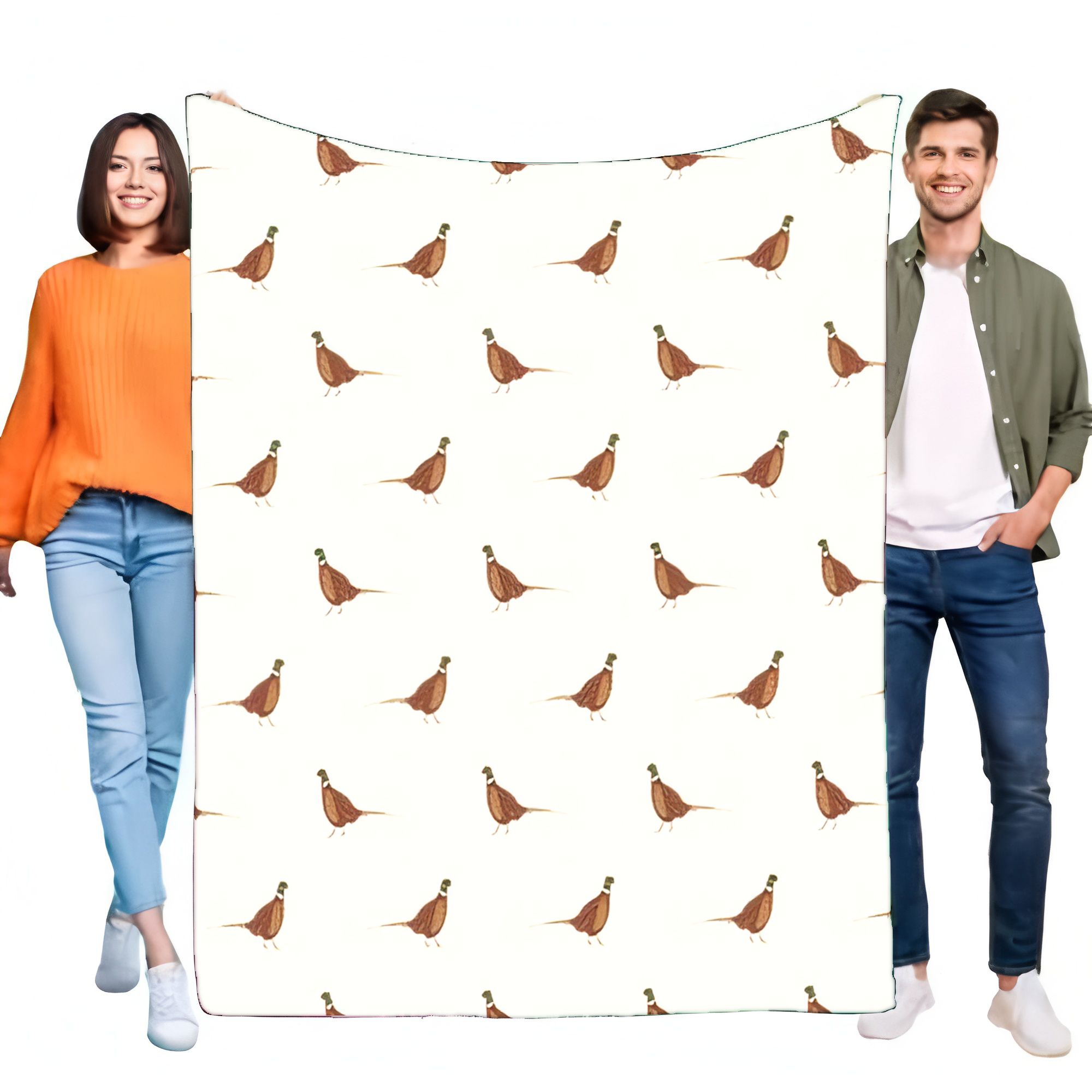 Outdoor Hunting Blanket - ผ้าห่มลายพิมพ์นกฟ้าชนิดเรียบง่าย ผ้าฟลานเนล นุ่ม อุ่น สบาย เหมาะสำหรับโซฟา