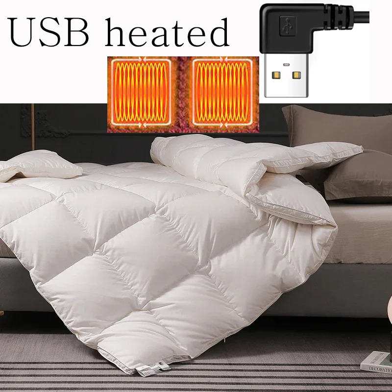 Outdoor Hunting Blanket - ผ้าห่มดาวน์แบบพกพา ใช้ความร้อนจาก USB สำหรับแคมป์ปิ้ง บ้าน โซฟา