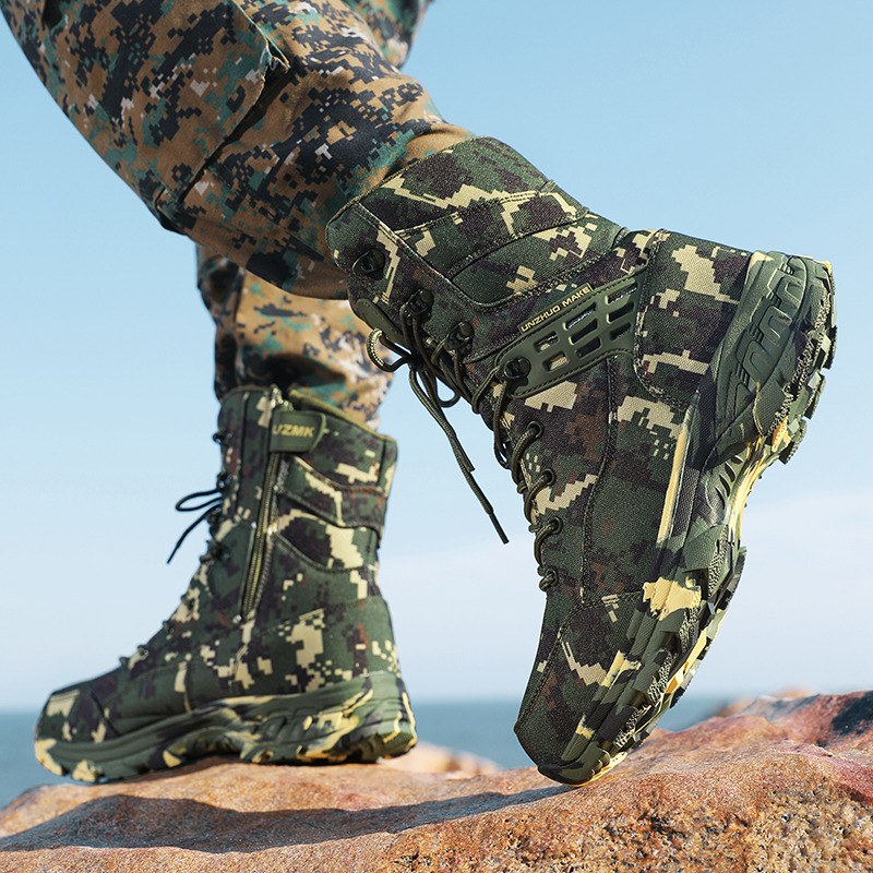 Outdoor Hunting Boots For Men - คุณภาพสูงผู้ชายรองเท้ากลางแจ้งลายพรางล่าสัตว์ผู้ชายรองเท้าบู๊ตเดินป่ากันลื่นรองเท้ากันน้ำผู้ชายบอตัส เซนเดอริสโม่ ฮอมเบอร์