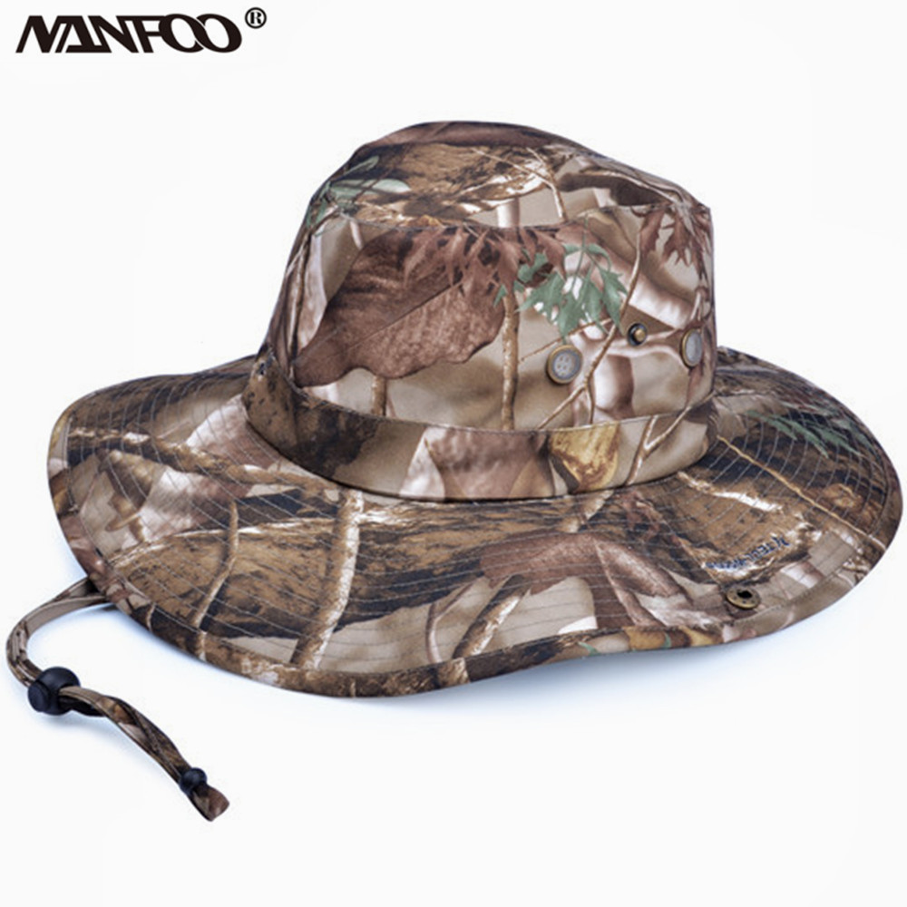 Outdoor Hunting Photography - คุณภาพสูงป้องกันแสงแดดต้นไม้ Camo การล่าสัตว์ตกปลา Bonnie หมวกกีฬากลางแจ้งปีนเขาดูนกป่าการถ่ายภาพหมวก