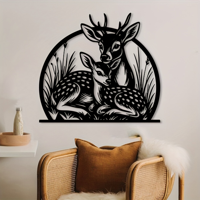Hunting Outdoor Decor - งานศิลปะติดผนังรูปกวางเหล็กสไตล์ชนบท ประติมากรรมกวาง 3 มิติ ตกแต่งเขากวางขนาดใหญ่ สำหรับตกแต่งบ้านพักตากอากาศ