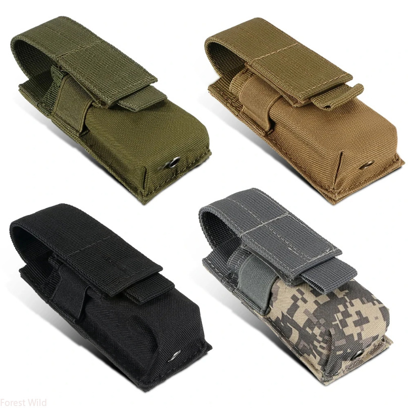 Outdoor Hunting Gear Storage - กระเป๋าใส่แม็กกาซีนแบบยุทธวิธี กระเป๋าใส่แม็กกาซีนปืนพกเดี่ยว กระเป๋าใส่ไฟฉายแบบ Molle สำหรับใส่มีดล่าสัตว์กลางแจ้ง ชุดอุปกรณ์