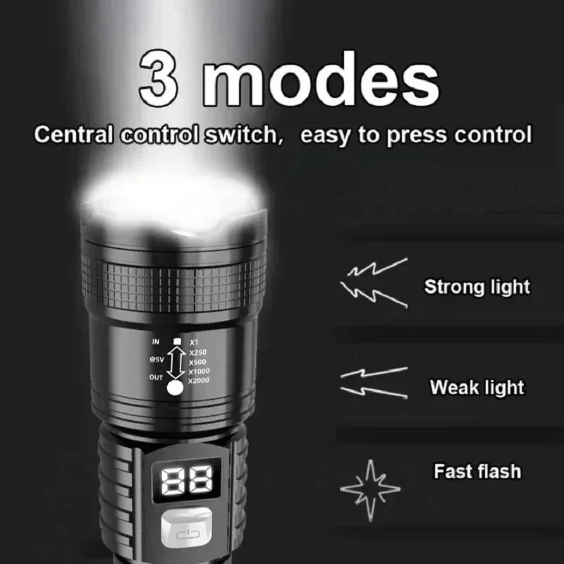 ไฟฉาย LED แบบชาร์จไฟได้ 100000 - Tactical Flashlight Rechargeable บทวิจารณ์และราคา