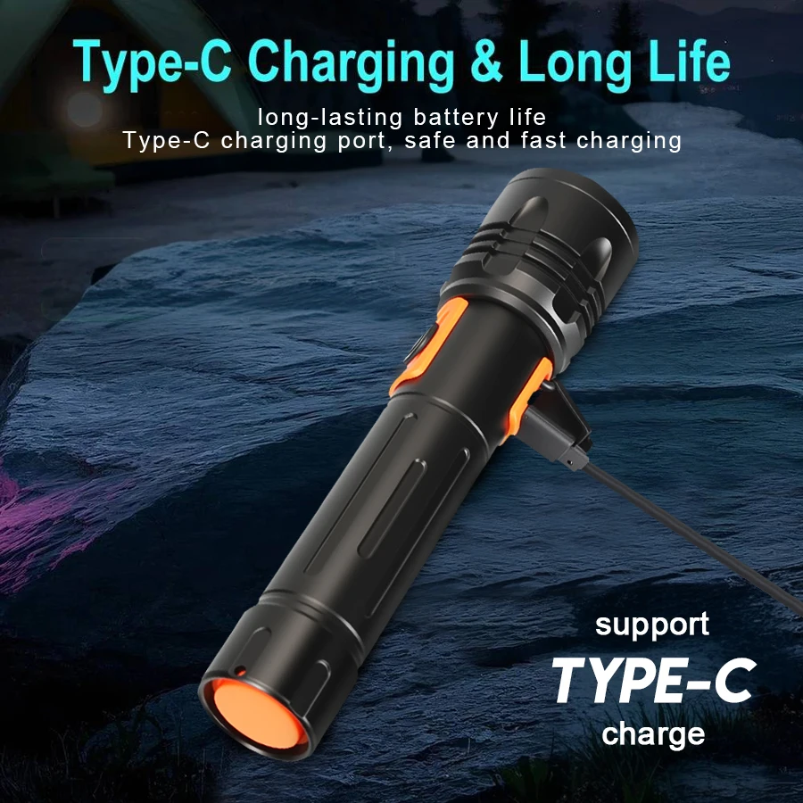 ไฟฉาย LED พลังงานสูงไฟฉายแบบชา - Tactical Flashlight Rechargeable บทวิจารณ์และราคา