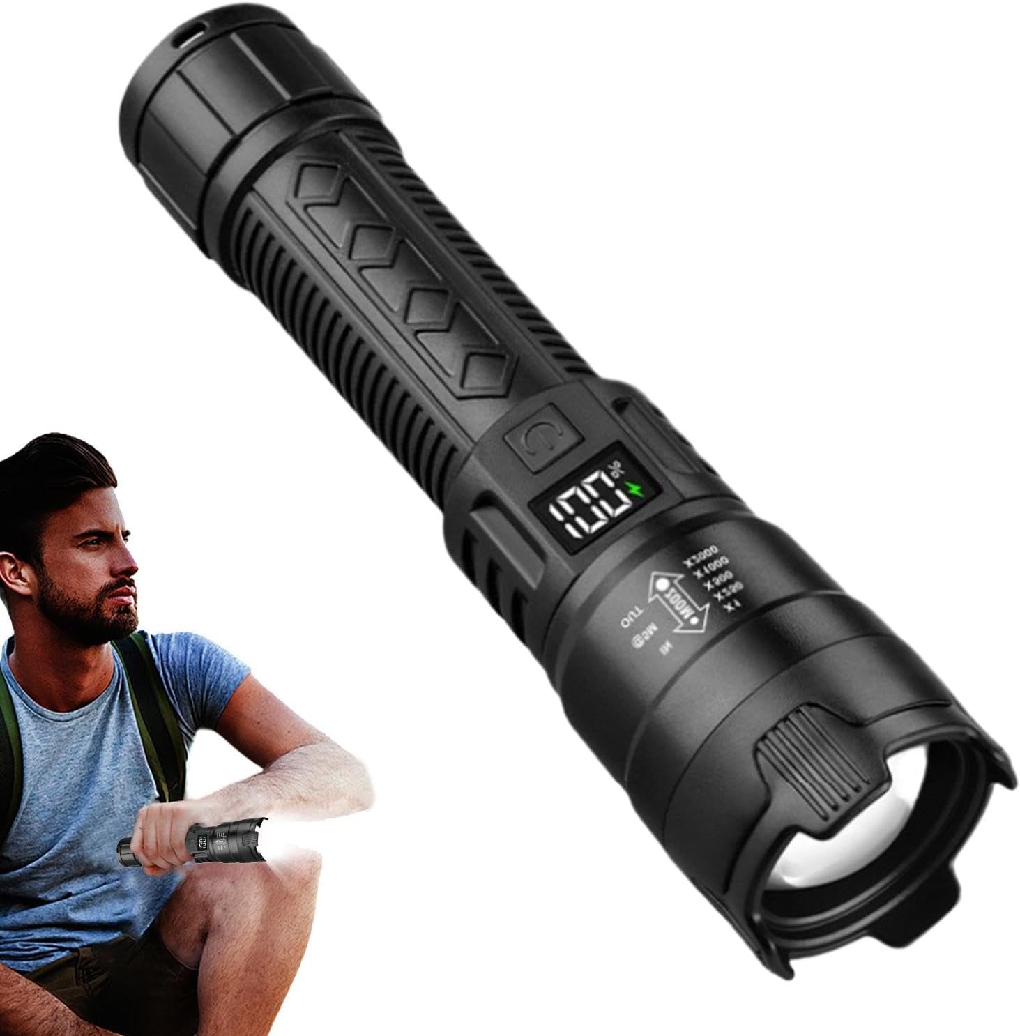 ไฟฉาย LED ยุทธวิธี 2000LM ชาร์ - Tactical Flashlight Rechargeable บทวิจารณ์และราคา