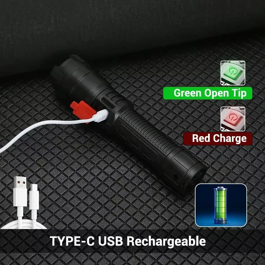 ไฟฉาย LED ยุทธวิธี 2000LM ชาร์ - Tactical Flashlight Rechargeable บทวิจารณ์และราคา