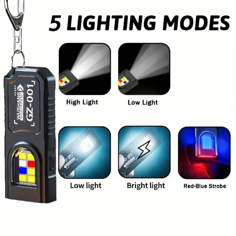 ไฟฉายพวงกุญแจ LED COB ขนาดเล็ก - Tactical Flashlight Rechargeable บทวิจารณ์และราคา