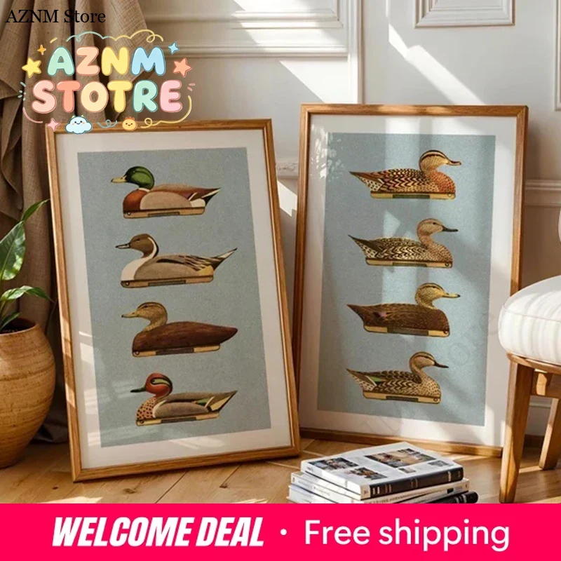 ภาพพิมพ์เป็ดสไตล์เรโทรสำหรับตก - Hunting Outdoor Decor บทวิจารณ์และราคา