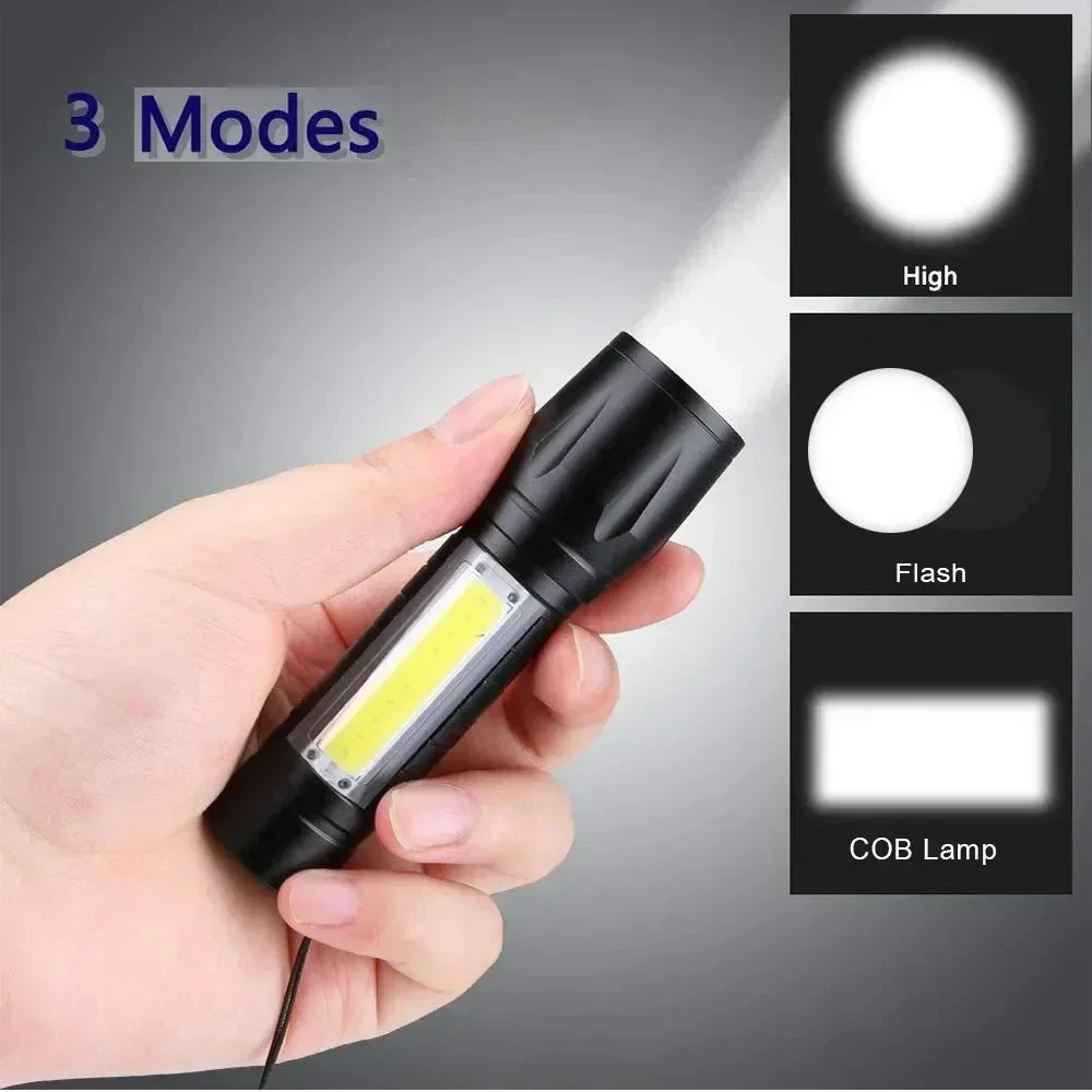 ไฟฉายพกพา COB+LED สำหรับตั้งแค - Tactical Flashlight Rechargeable บทวิจารณ์และราคา