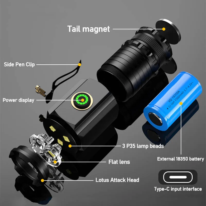 ไฟฉาย LED ขนาดเล็กพกพาสะดวก กำ - Tactical Flashlight Rechargeable บทวิจารณ์และราคา