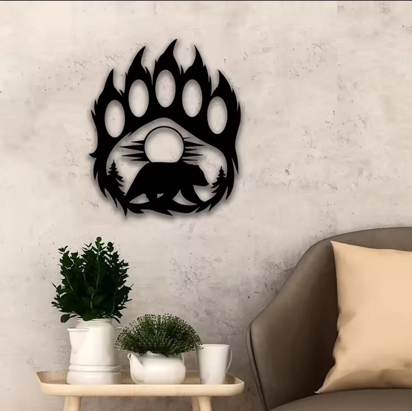 งานศิลปะติดผนังรูปอุ้งเท้าหมีโ - Hunting Outdoor Decor บทวิจารณ์และราคา