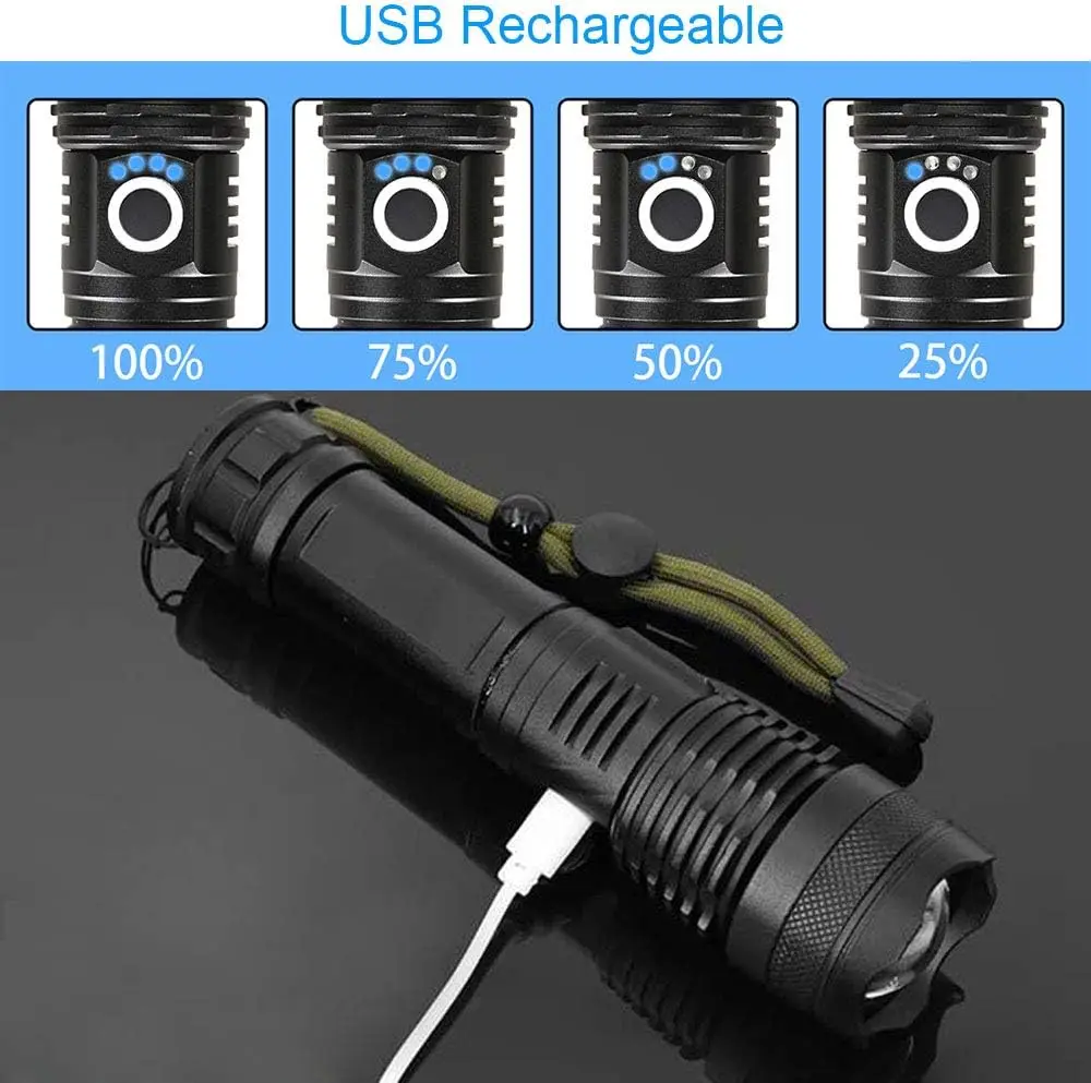 ไฟฉาย LED พลังงานสูงแบบชาร์จไฟ - Tactical Flashlight Rechargeable บทวิจารณ์และราคา